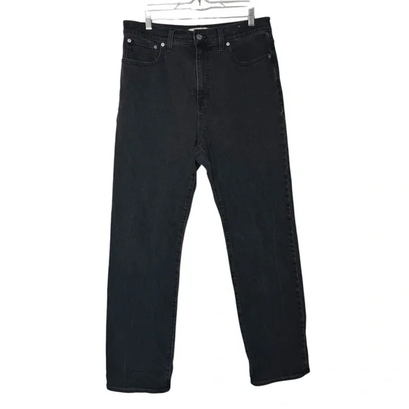 Madewell The ‘90s Straight Leg Jeans Black Size 30 High Rise Denim - Picture 2 of 9